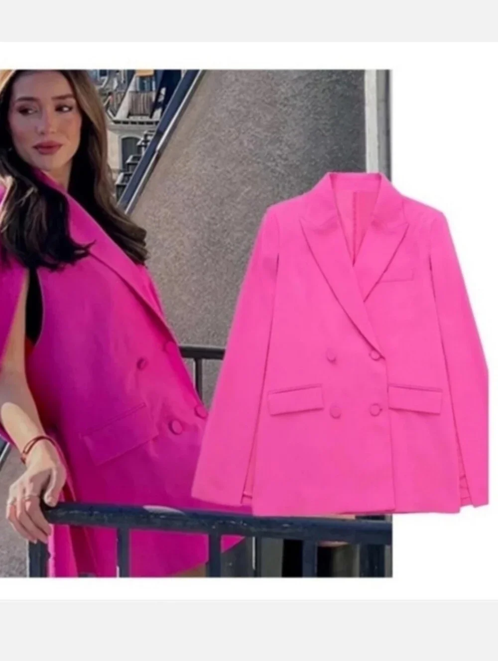 Zara blazer cape pink Size L